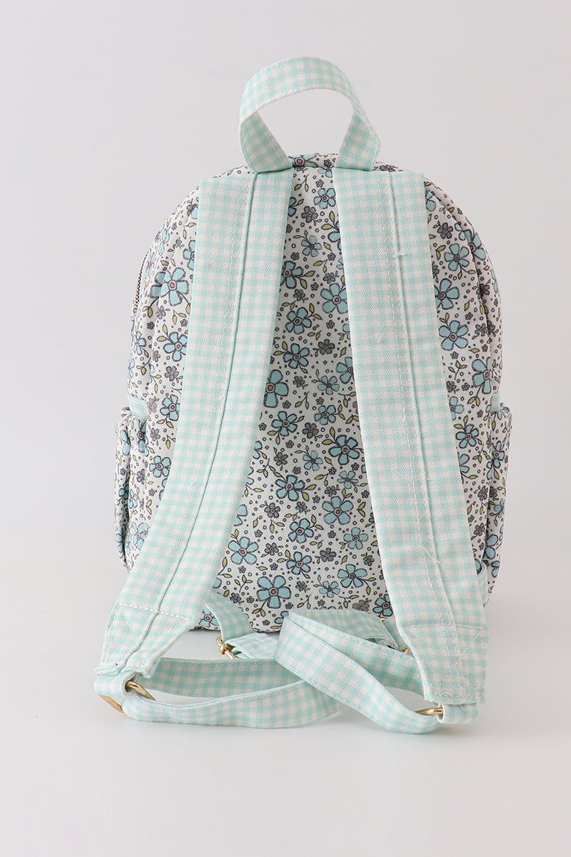 Green floral ruffle backpack