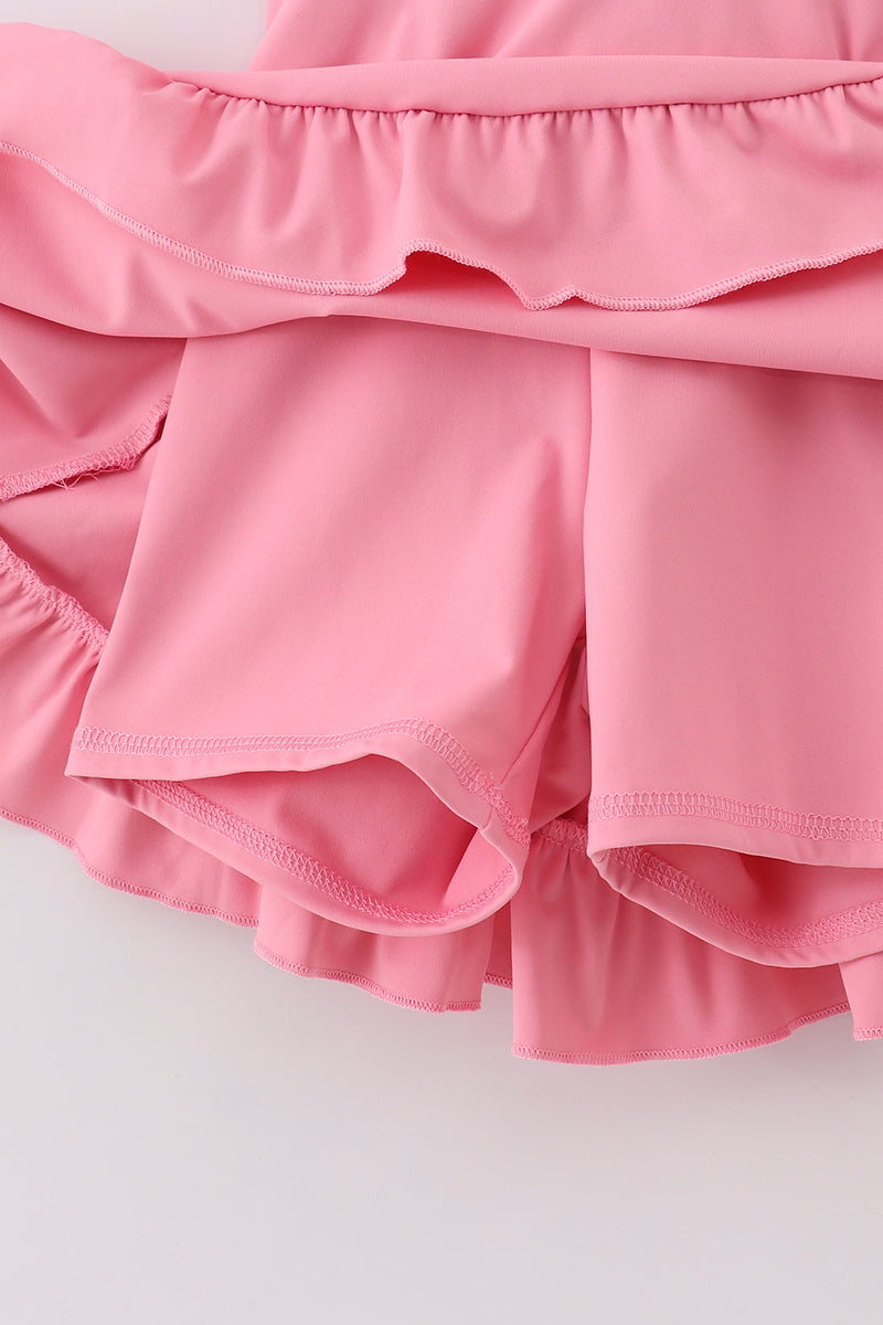 Pink active sporty ruffle tennis dress