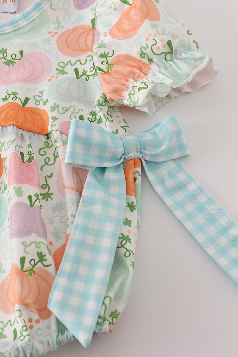 Pumpkin print ruffle girl bubble