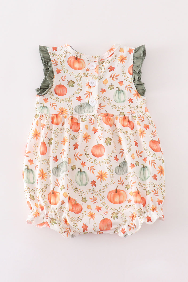 Green pumpkin ruffle girl bubble