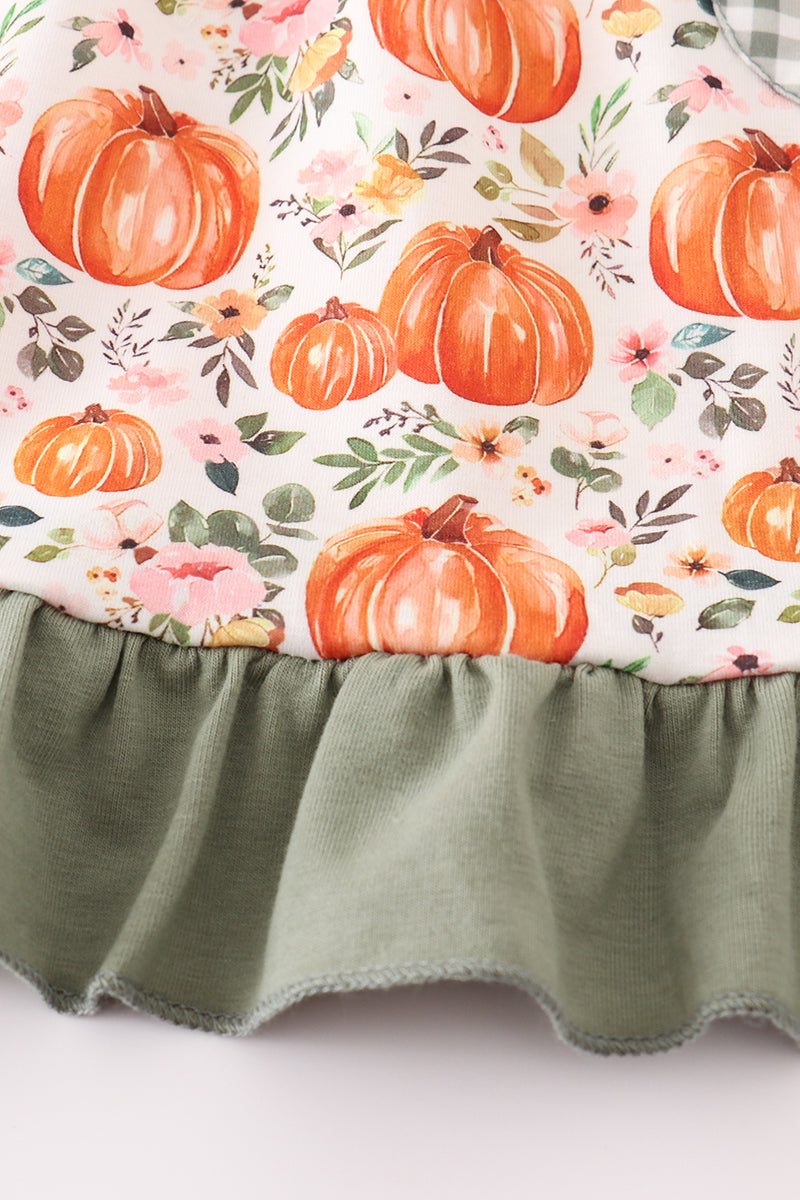 Green pumpkin ruffle dress