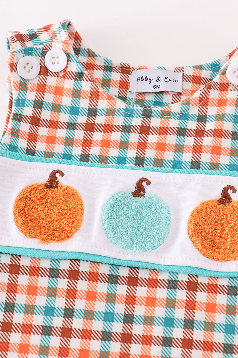 Pumpkin french knot gingham boy jonjon