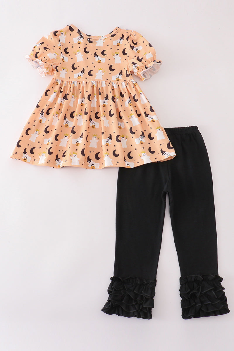 Halloween ghost girl ruffle pants set