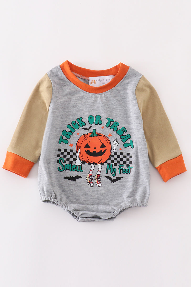 Halloween pumpkin boy romper