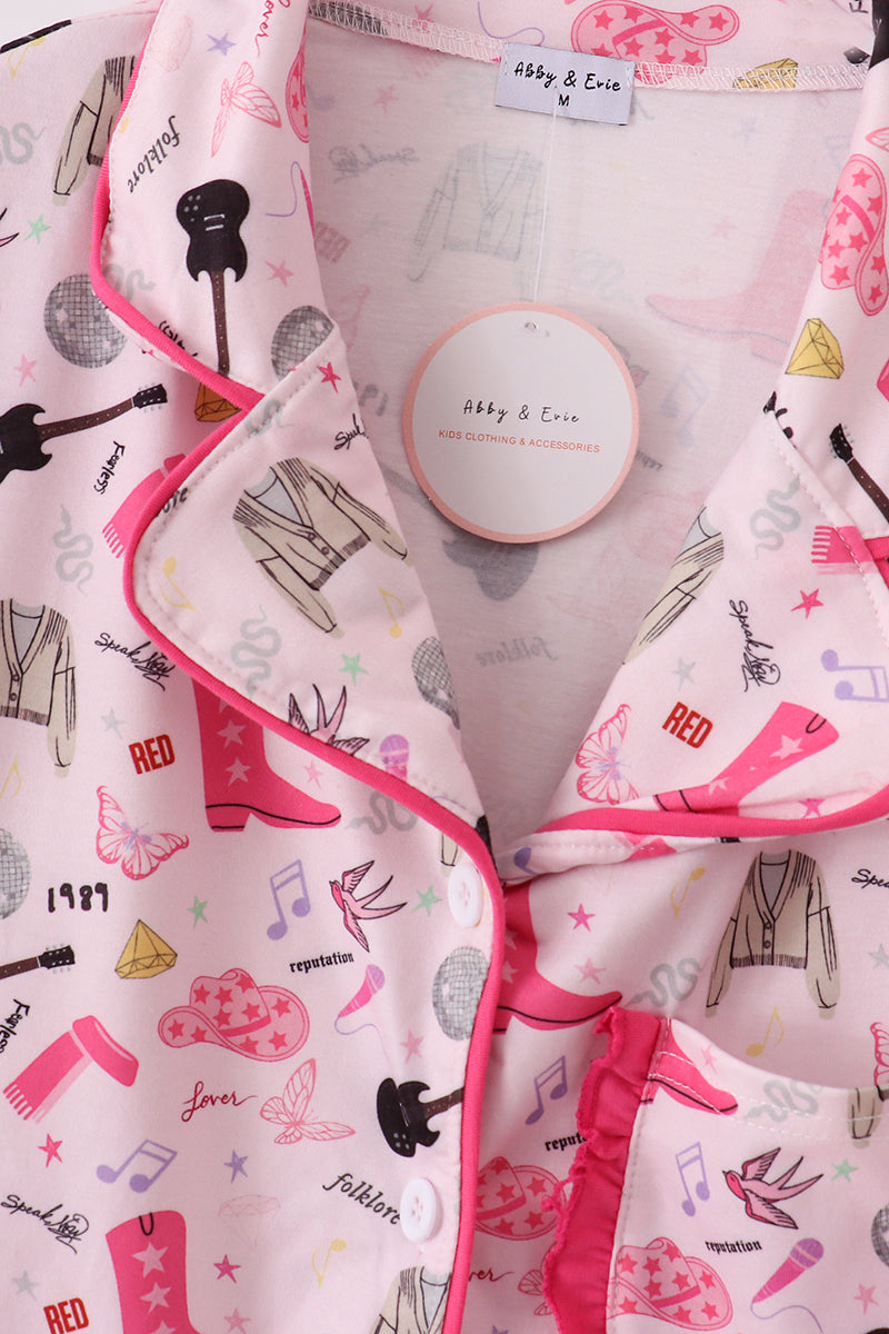 Magenta music fan mom&me pajamas set