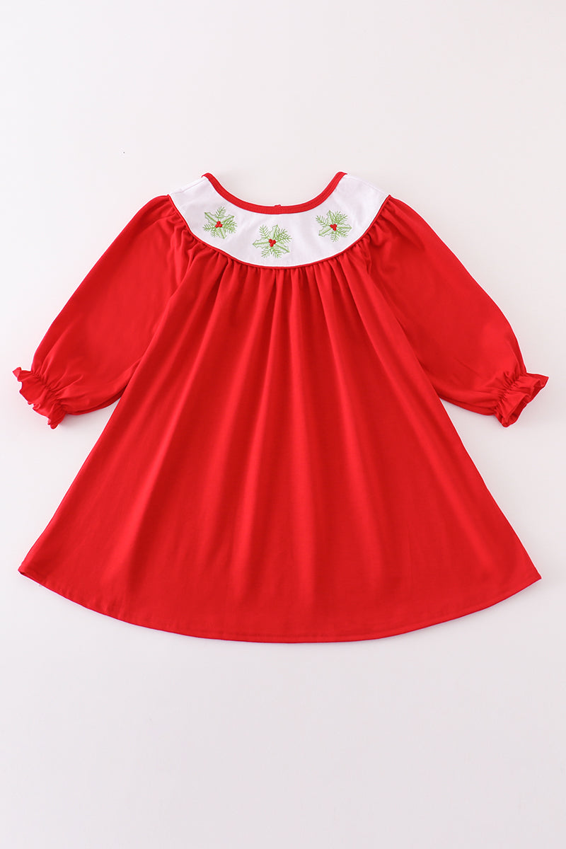 Red christmas holly bishop dress