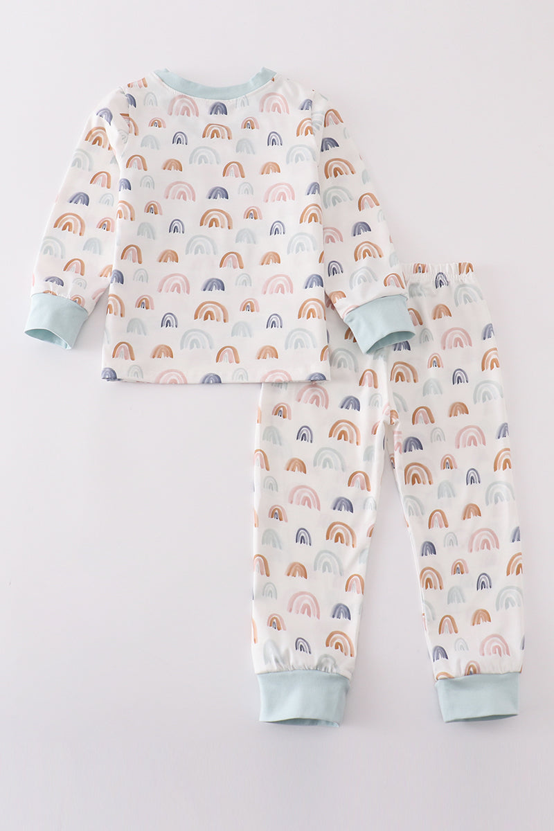 Watercolor rainbow print boy pajamas set