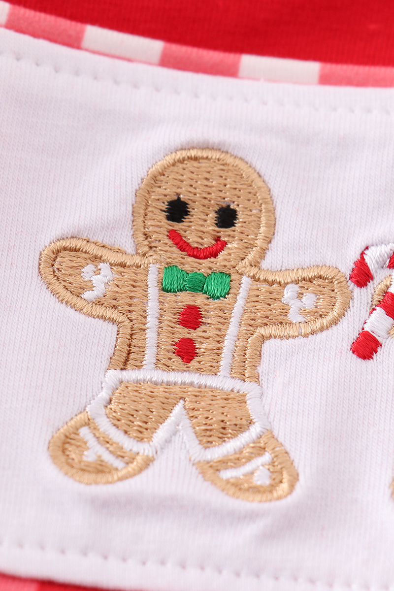 Red christmas gingerbread embroidery boy set