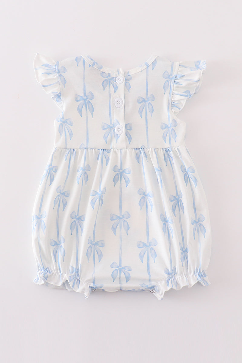 Blue bow ruffle bubble