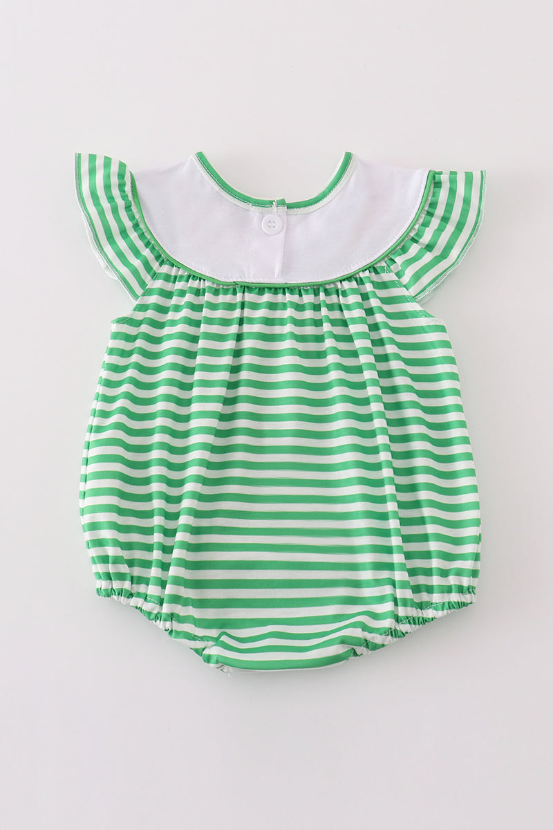 Green stripe lucky charm french knot girl bubble