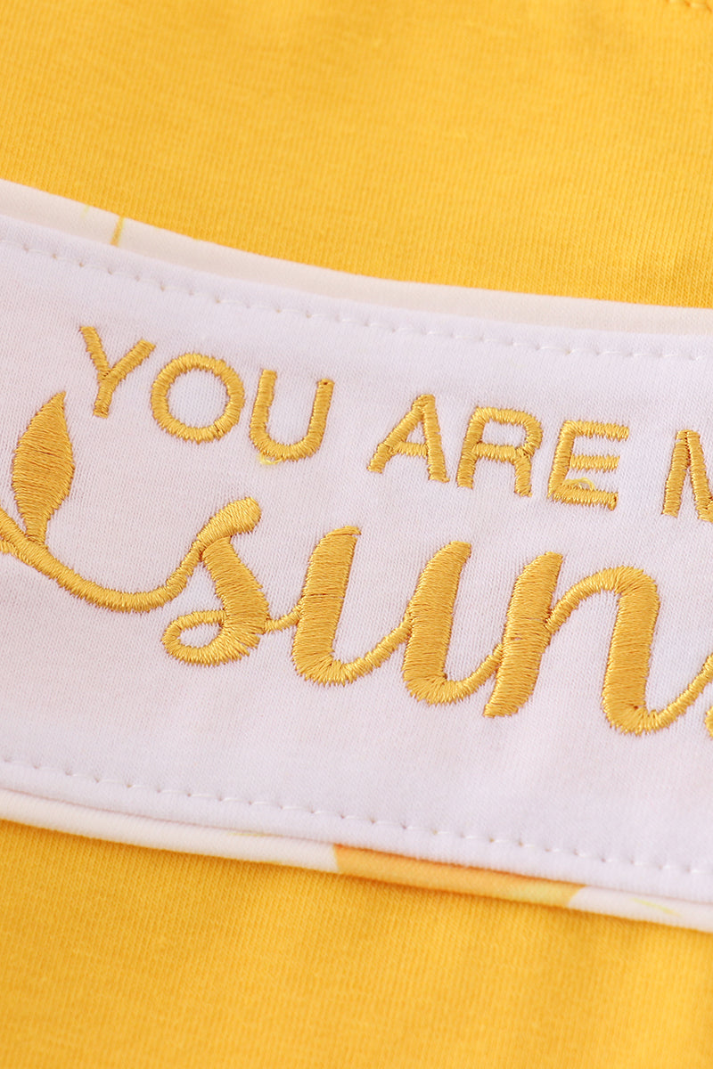 Yellow you are my sunshine embroidery boy set