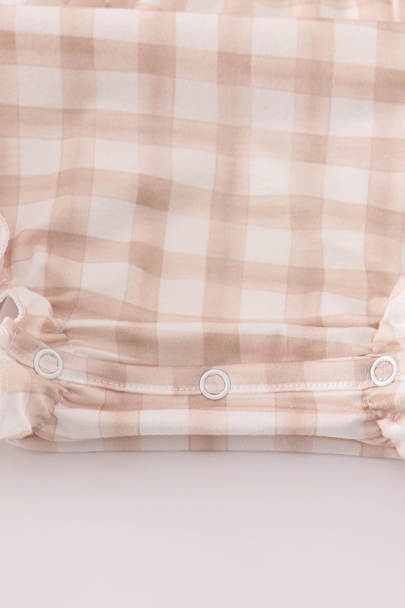 Beige puppy embroidery gingham bubble