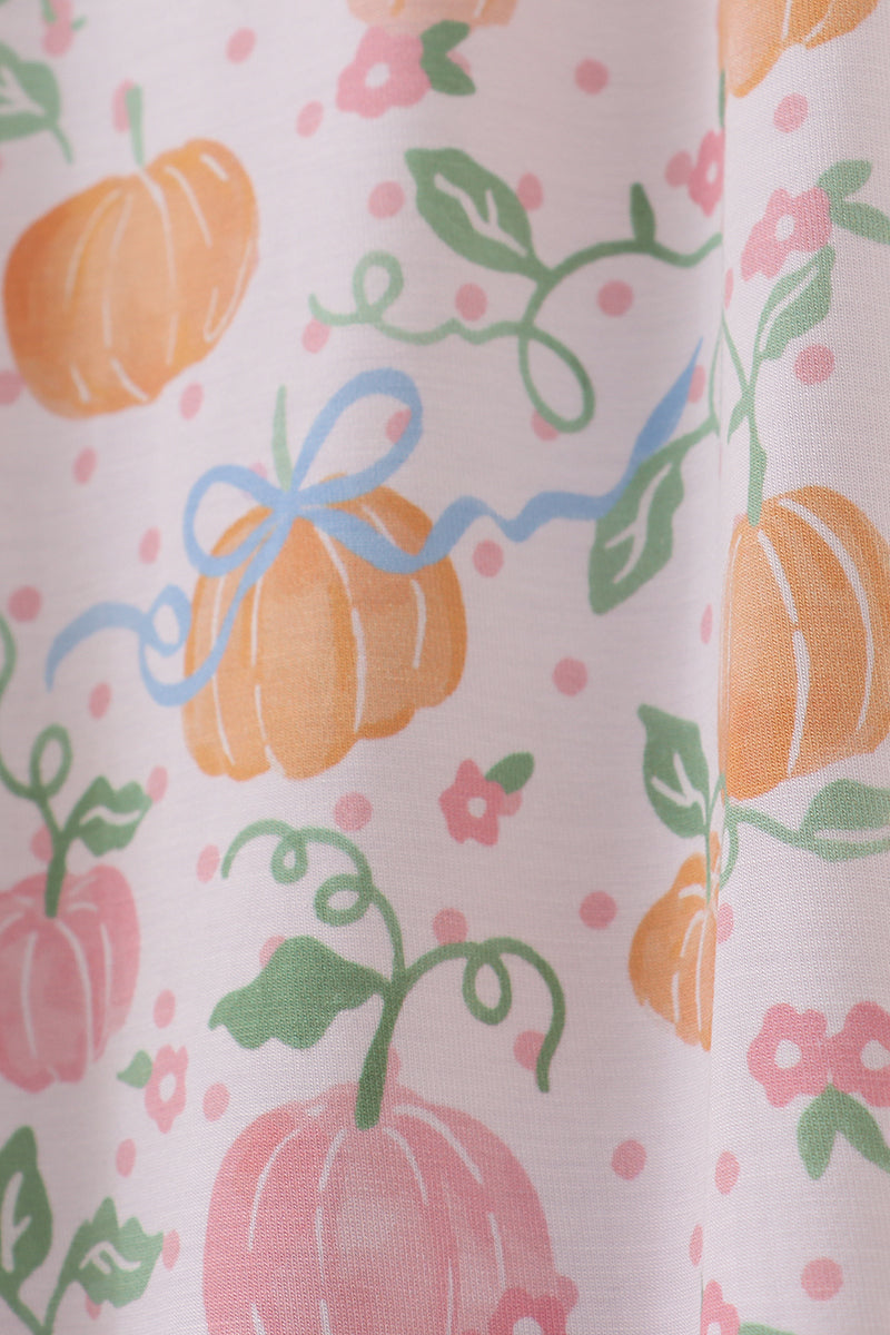 Pink pumpkin bamboo mom pajamas set