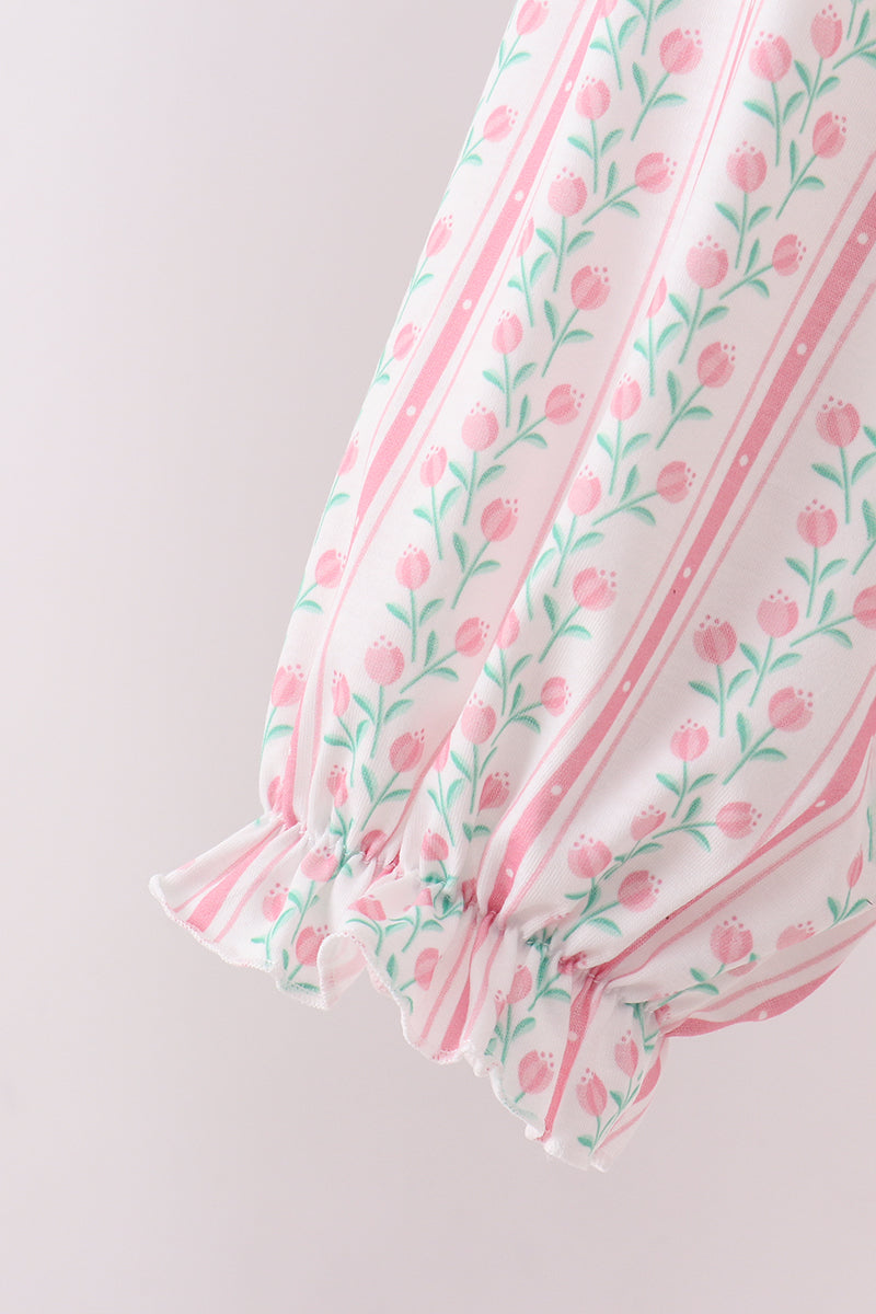 Floral tulip ruffle bloomer set