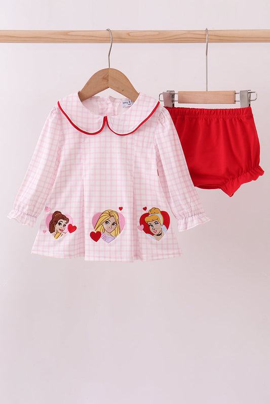 Red princess embroidery bloomer set