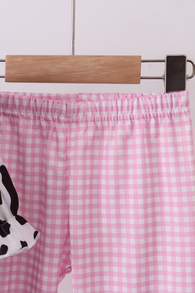 Black cow bow ruffle pants set