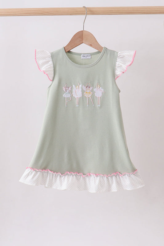 Dance angel embroidery ruffle dress