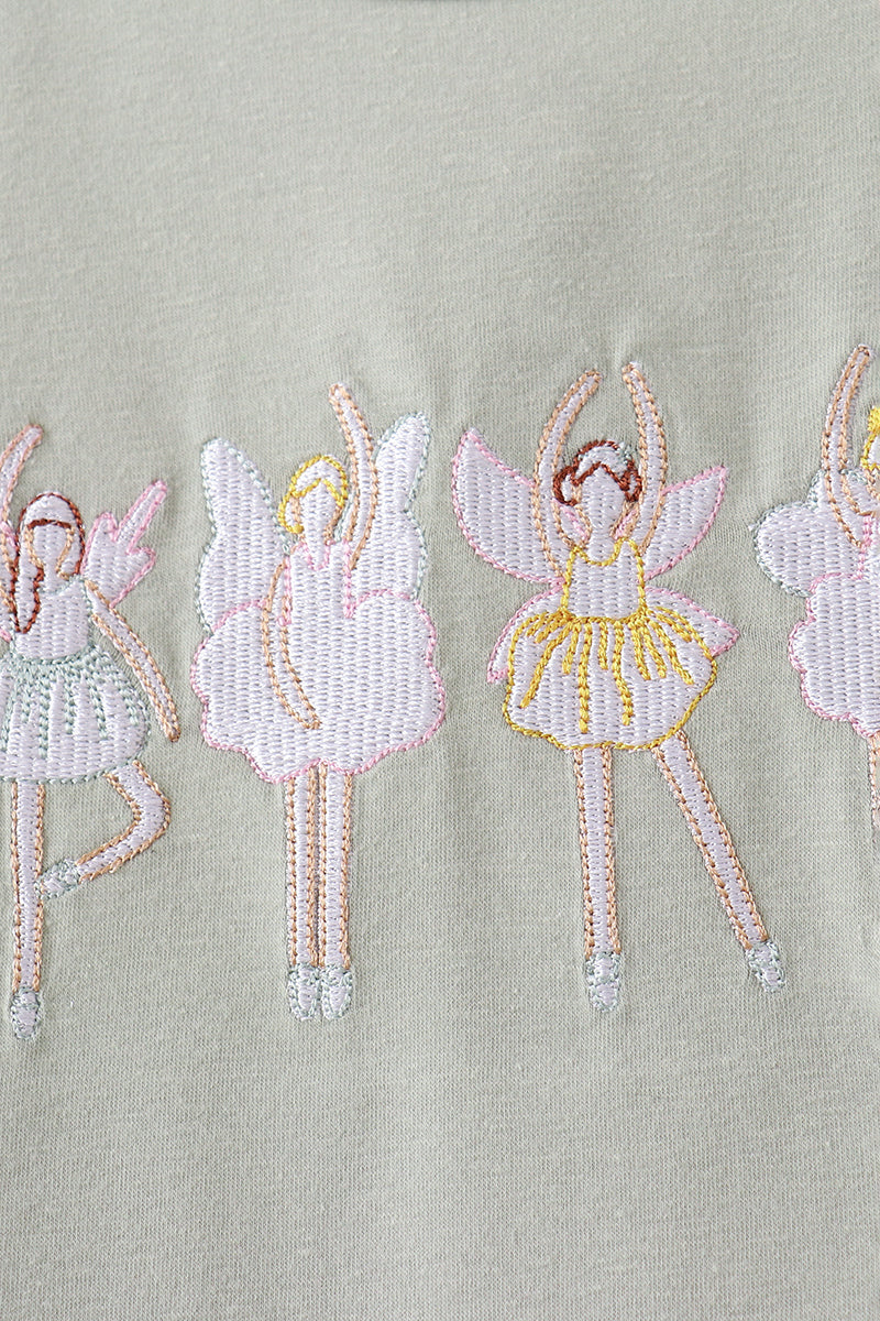 Dance angel embroidery ruffle dress