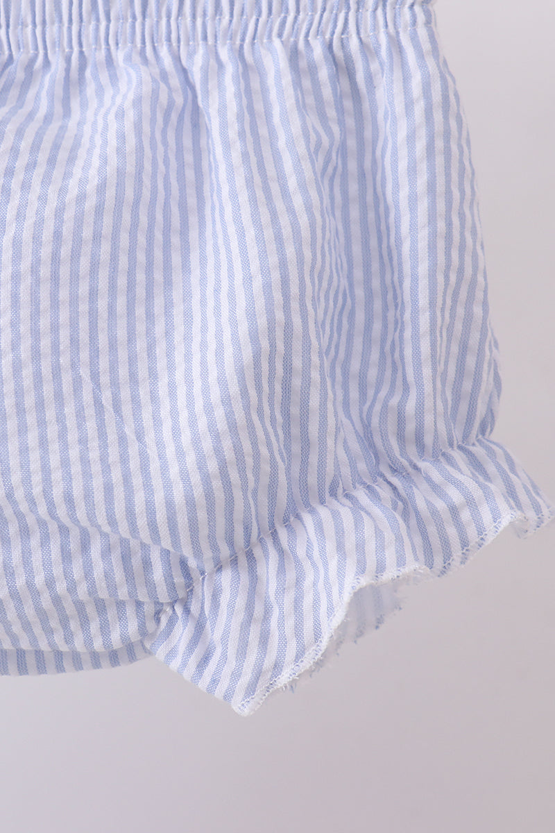 Blue sailboat seersucker bloomer set