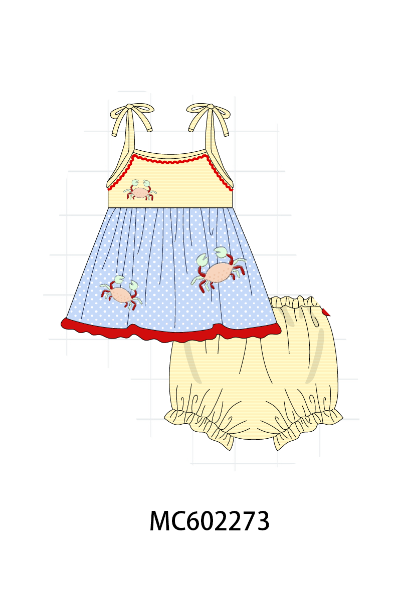 Blue Crab Applique Bloomer Set
