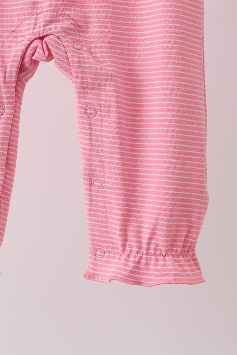Pink puppy embroidery ruffle romper