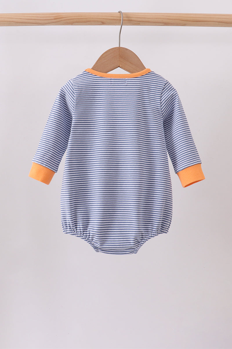 Teal stripe pumpkin embroidery bubble