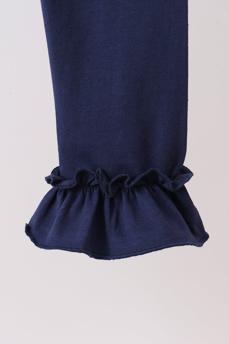 Navy ruffle pants