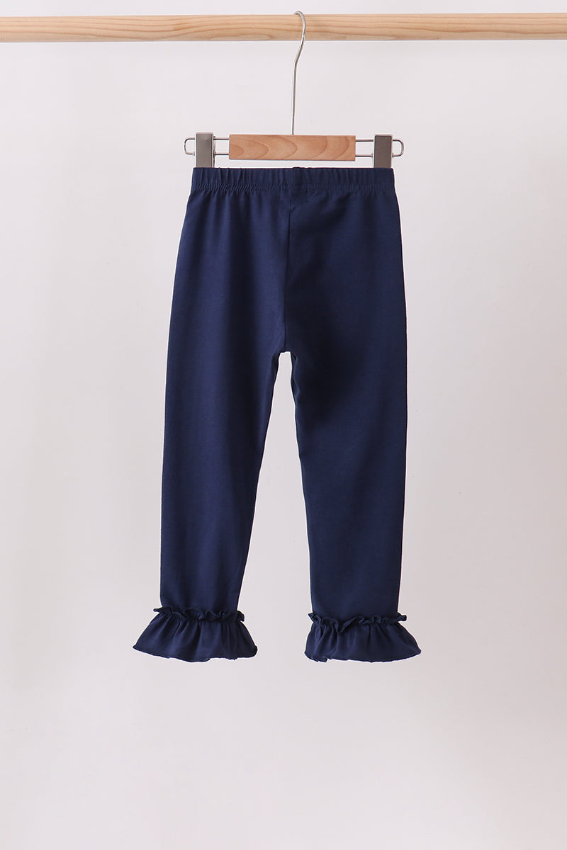 Navy ruffle pants