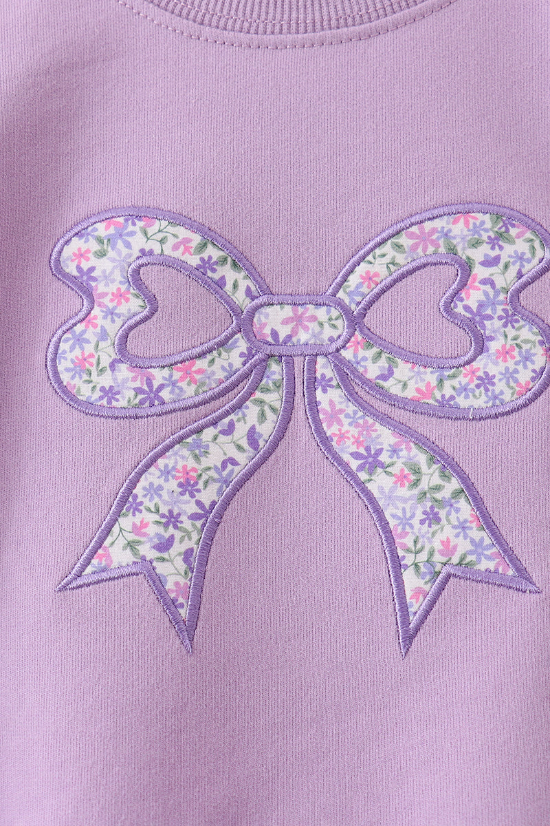 Purple Floral Bow Embroidery Bubble