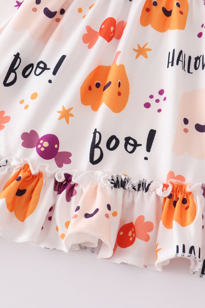 Halloween pumpkin candy print girl set