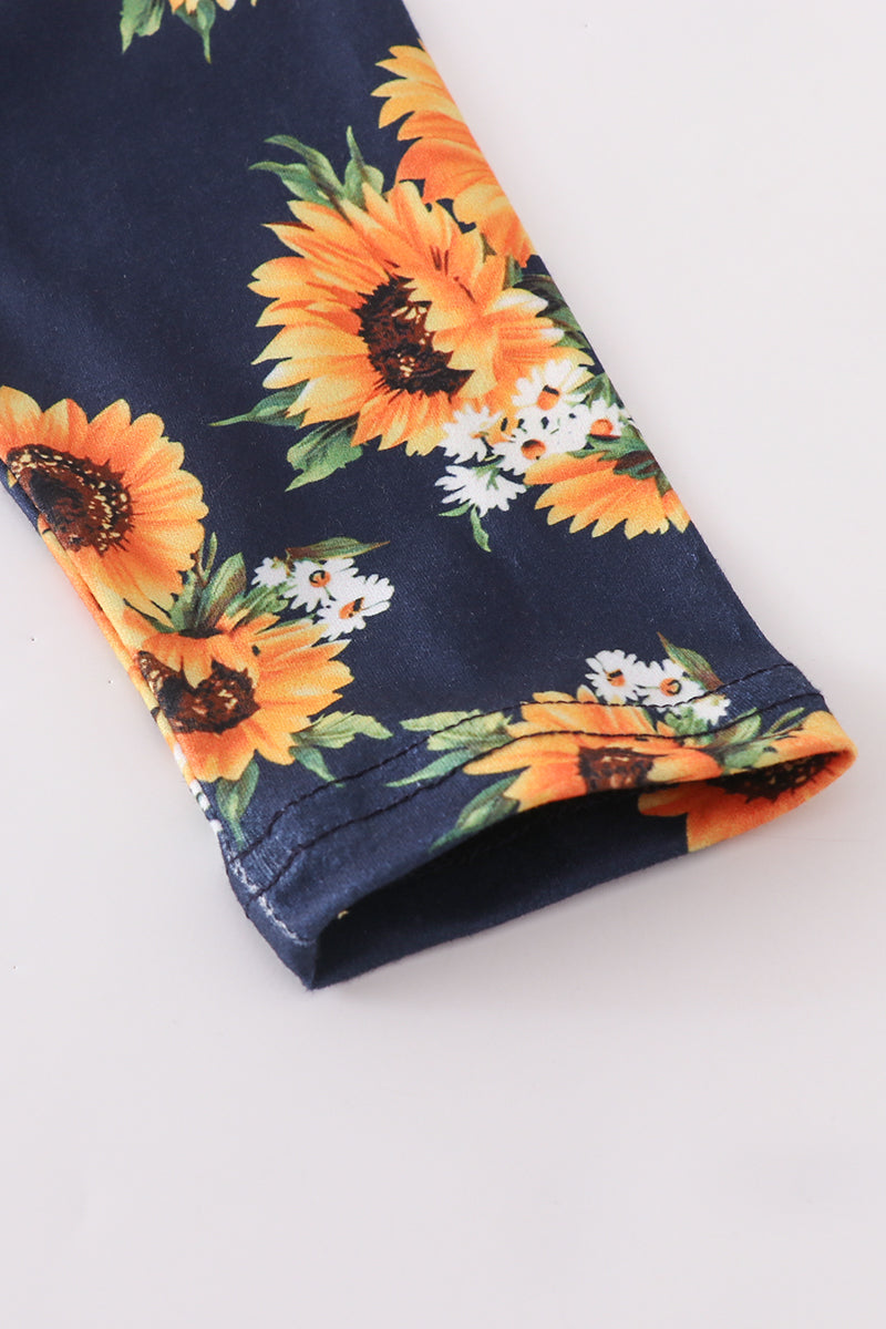 Navy sunflowers sleep sack wearable blanket