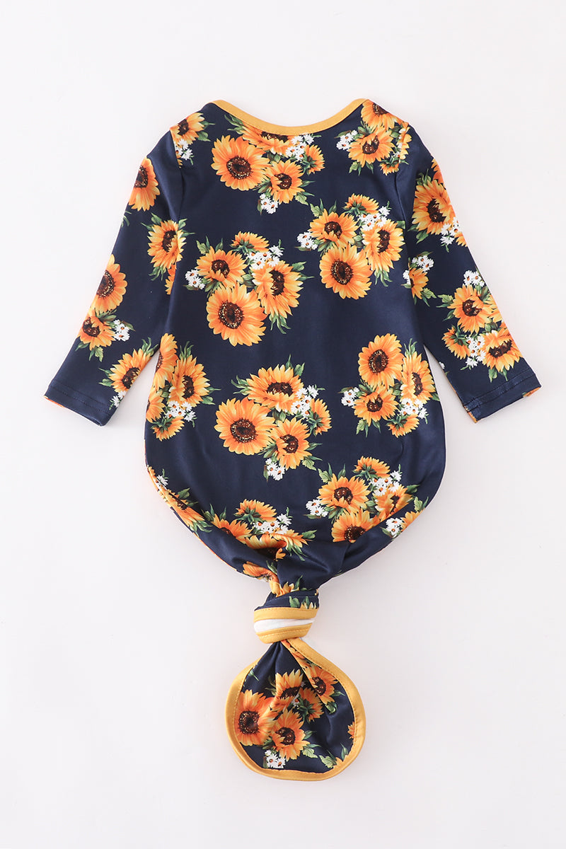 Navy sunflowers sleep sack wearable blanket