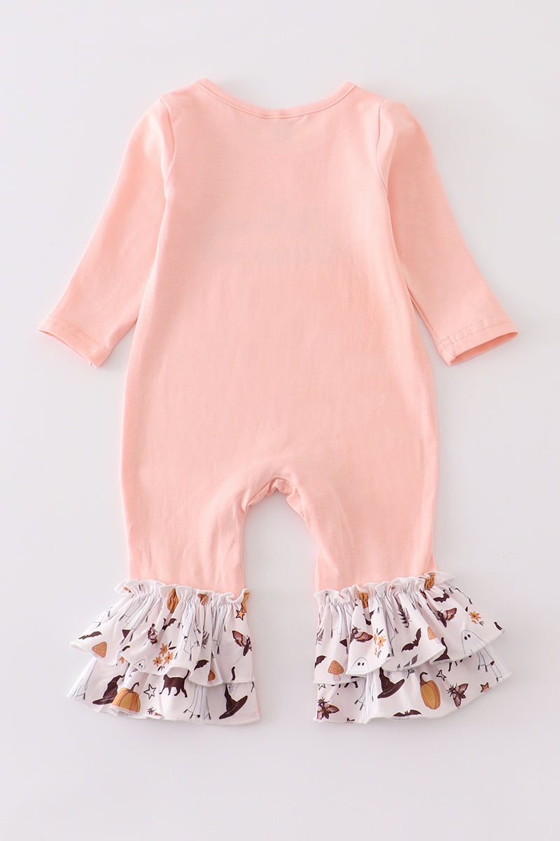 Pink halloween "hocus pocus" ruffle baby romper