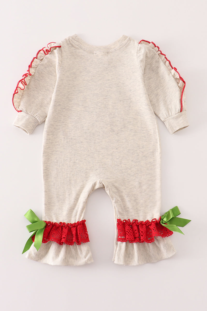 Grey turkey ruffle baby romper