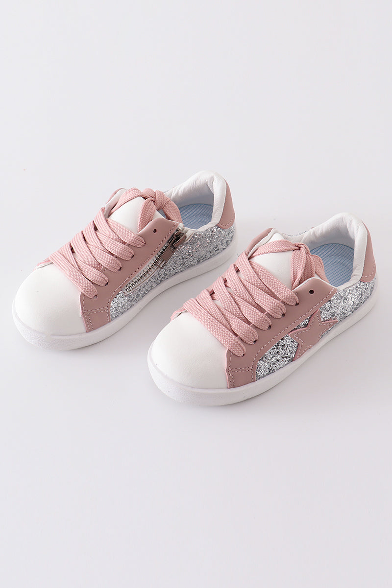 Pink star glitter sneaker (toddler to big kids)